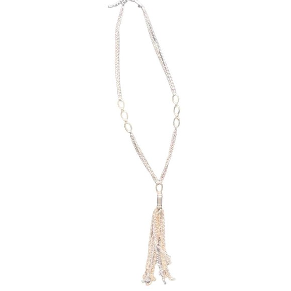 Chico's Jewelry - Chico's 2 Tone Silver & Gold Long Multi Chain with Tassel Necklace Medium